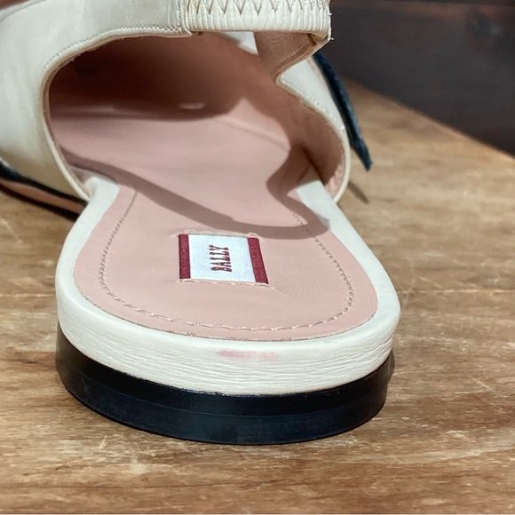 Bally slingback flats ballet flats slides off white & black pointy toe 10.5 - Picture 13 of 14